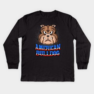 American Bulldog Head Dog Owner Kids Long Sleeve T-Shirt